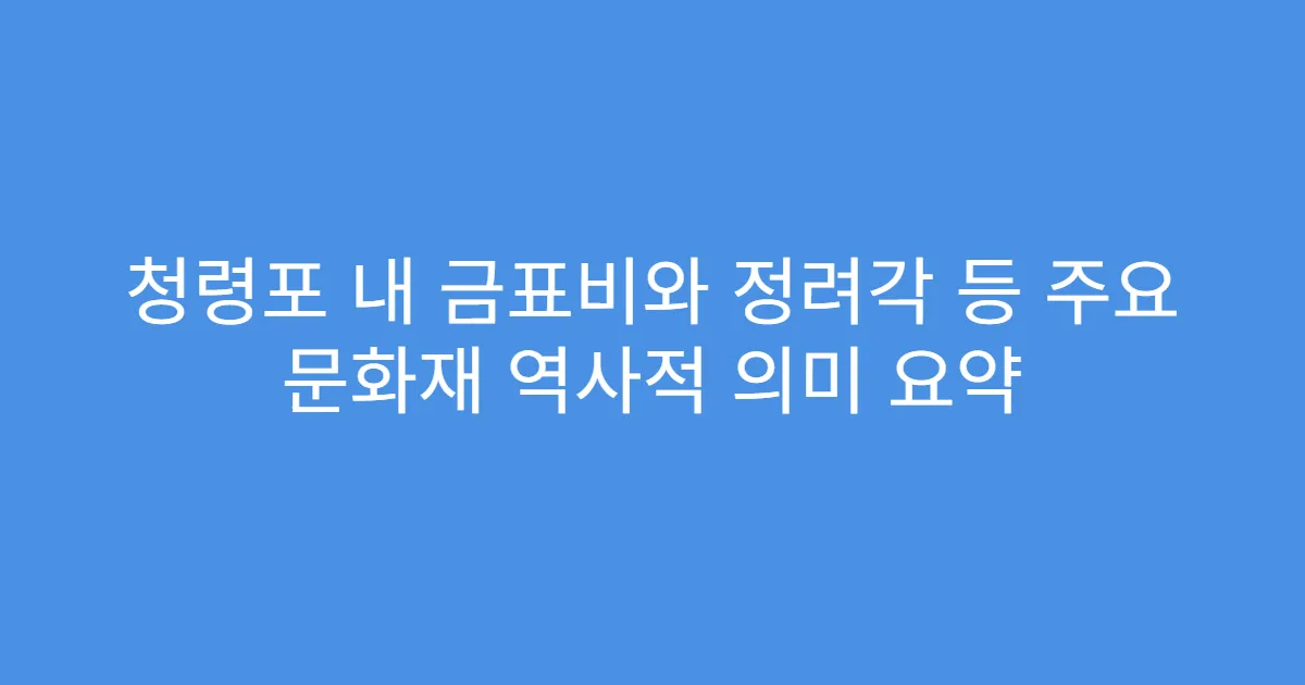 청령포 내 금표비와 정려각 등 주요 문화재 역사적 의미 요약