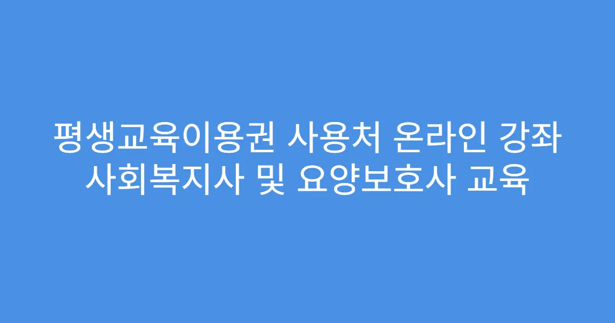 평생교육이용권 사용처 온라인 강좌 사회복지사 및 요양보호사 교육