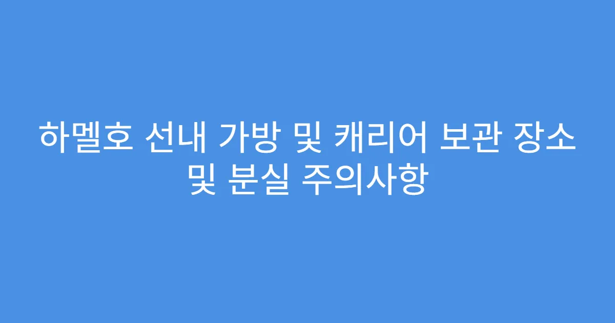 하멜호 선내 가방 및 캐리어 보관 장소 및 분실 주의사항