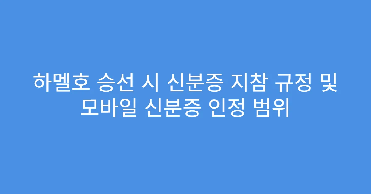하멜호 승선 시 신분증 지참 규정 및 모바일 신분증 인정 범위