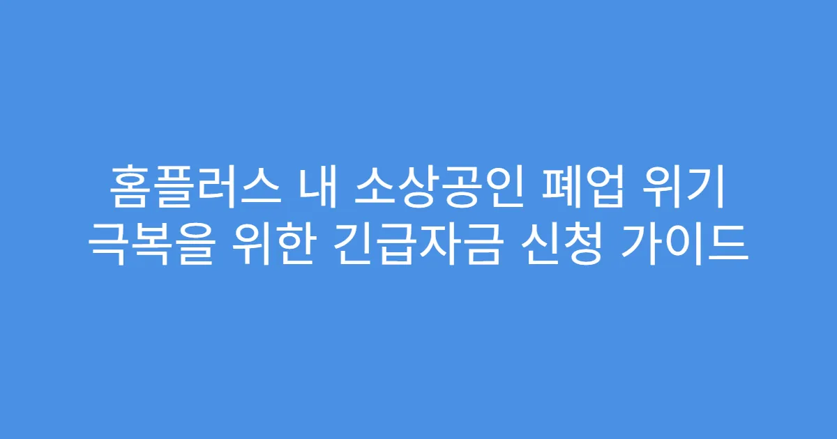 홈플러스 내 소상공인 폐업 위기 극복을 위한 긴급자금 신청 가이드