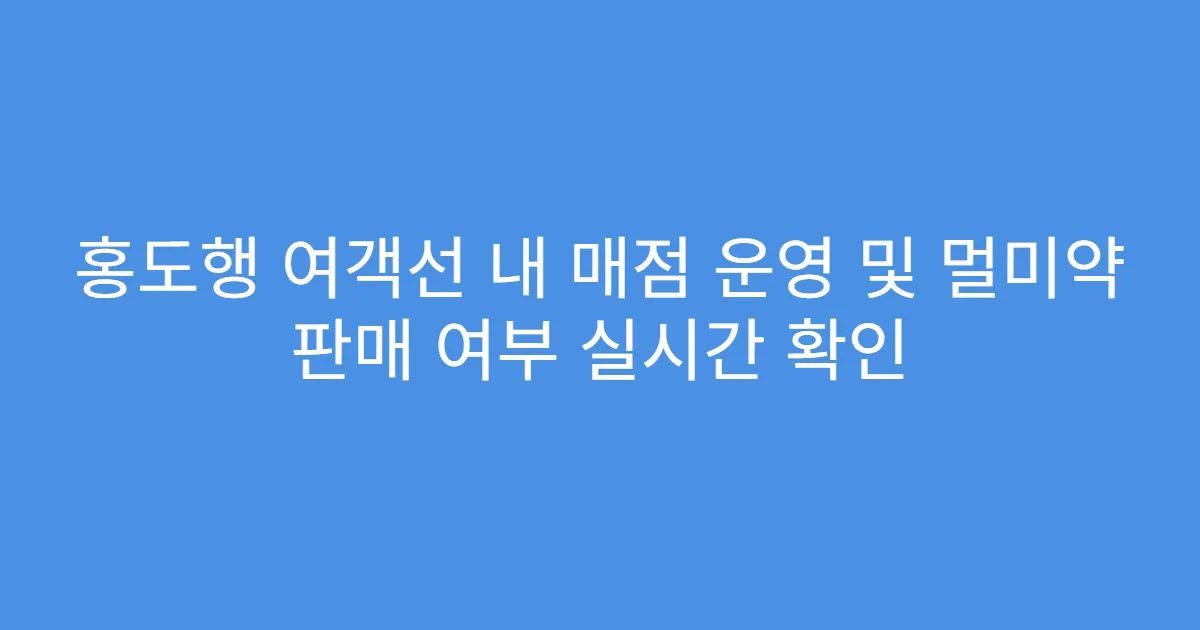 홍도행 여객선 내 매점 운영 및 멀미약 판매 여부 실시간 확인