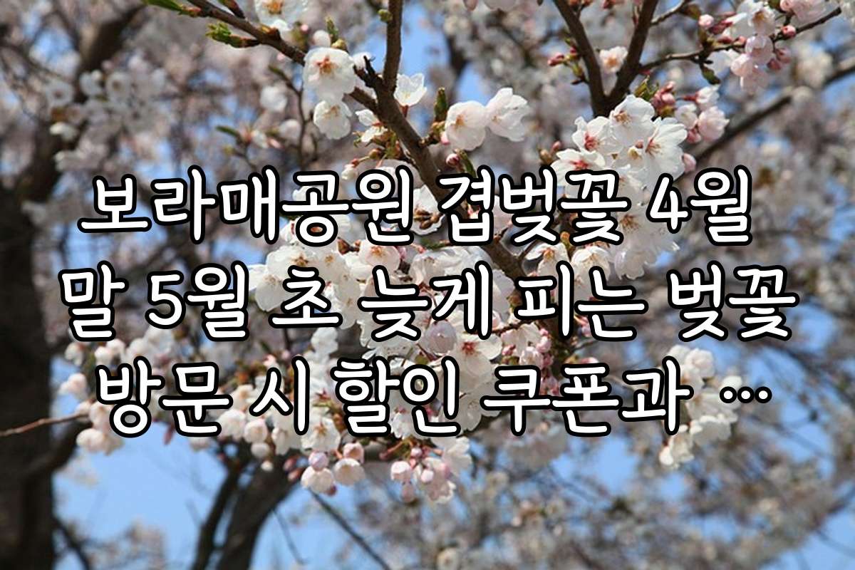 보라매공원 겹벚꽃 4월 말 5월 초 늦게 피는 벚꽃 방문 시 할인 쿠폰과 이벤트, 특별 프로모션 소식을 확인하세요