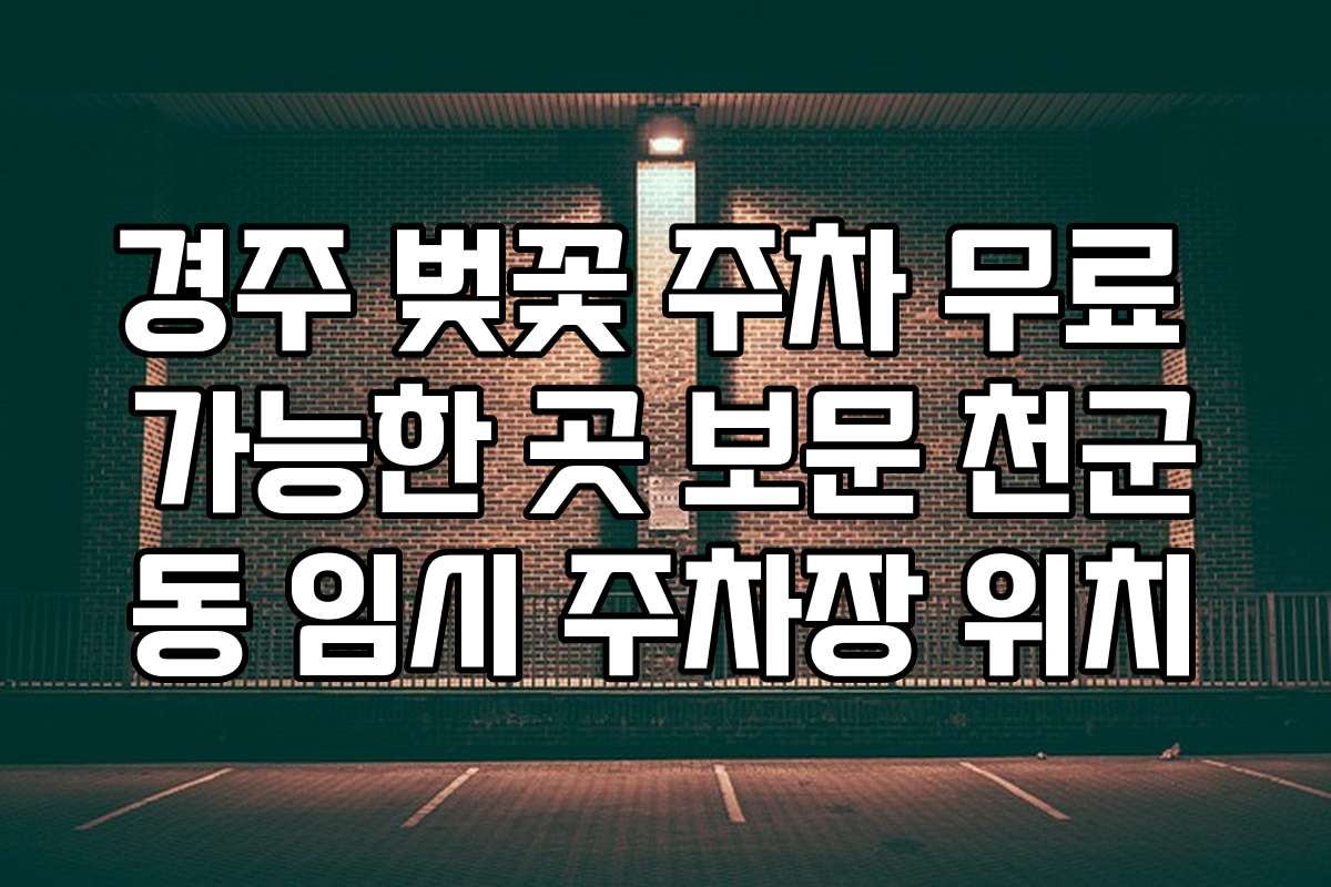 경주 벚꽃 주차 무료 가능한 곳 보문 천군동 임시 주차장 위치