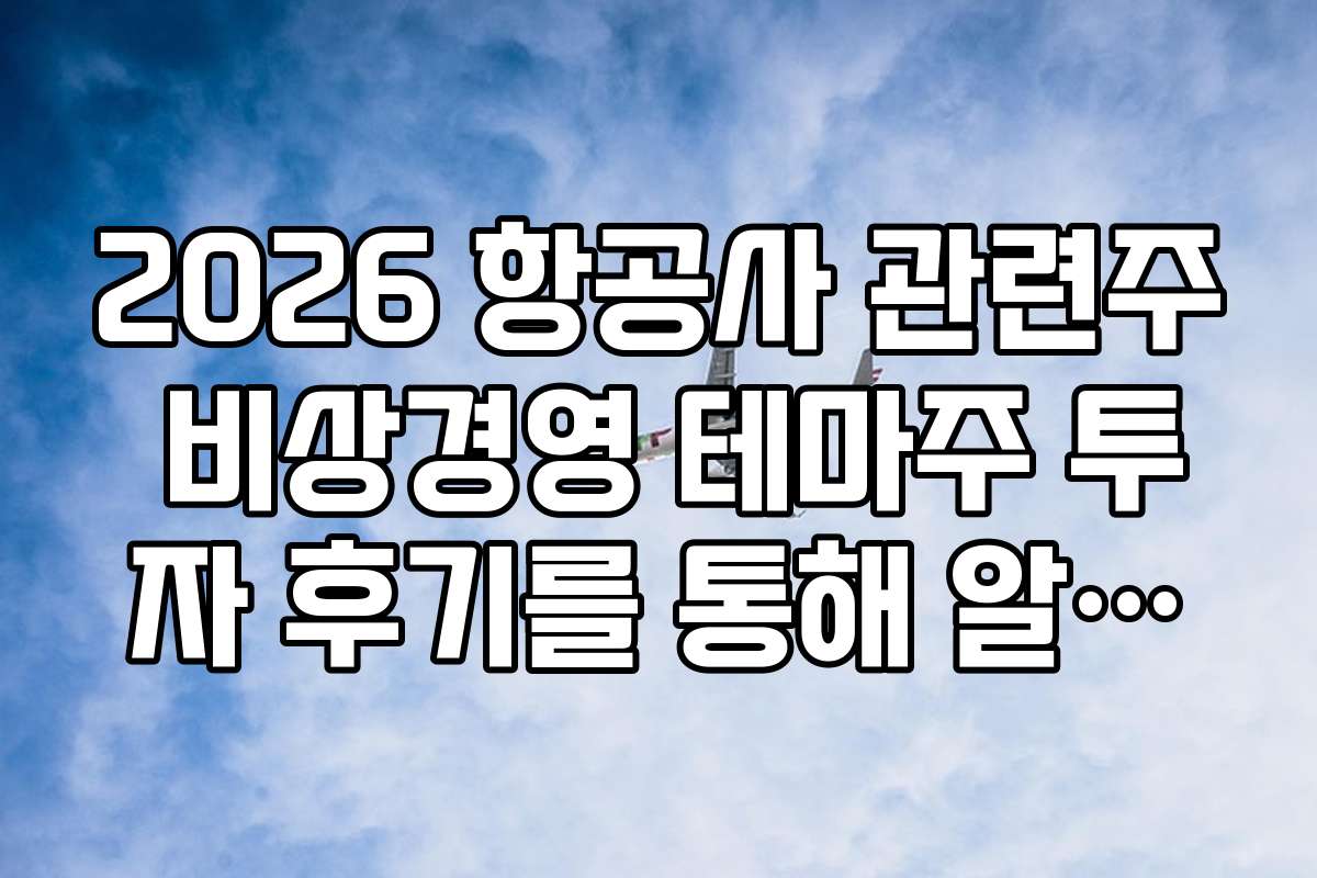 2026 항공사 관련주 비상경영 테마주 투자 후기를 통해 알아보는 실전 경험담