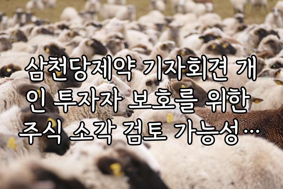 삼천당제약 기자회견 개인 투자자 보호를 위한 주식 소각 검토 가능성 확인