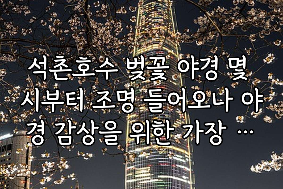 석촌호수 벚꽃 야경 몇 시부터 조명 들어오나 야경 감상을 위한 가장 좋은 시간대는 언제인가