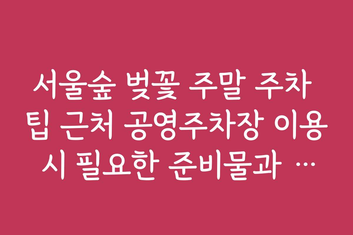 서울숲 벚꽃 주말 주차 팁 근처 공영주차장 이용 시 필요한 준비물과 체크리스트