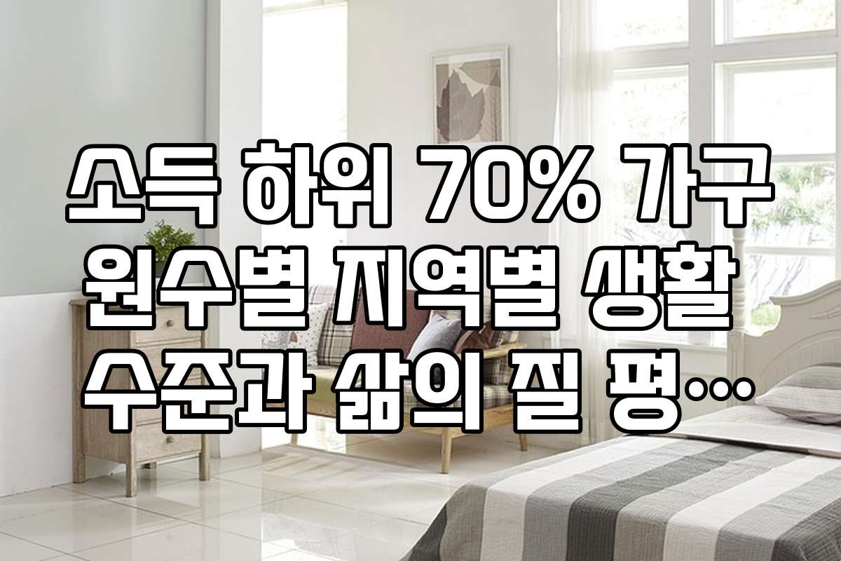 소득 하위 70% 가구원수별 지역별 생활 수준과 삶의 질 평가를 해봤어요