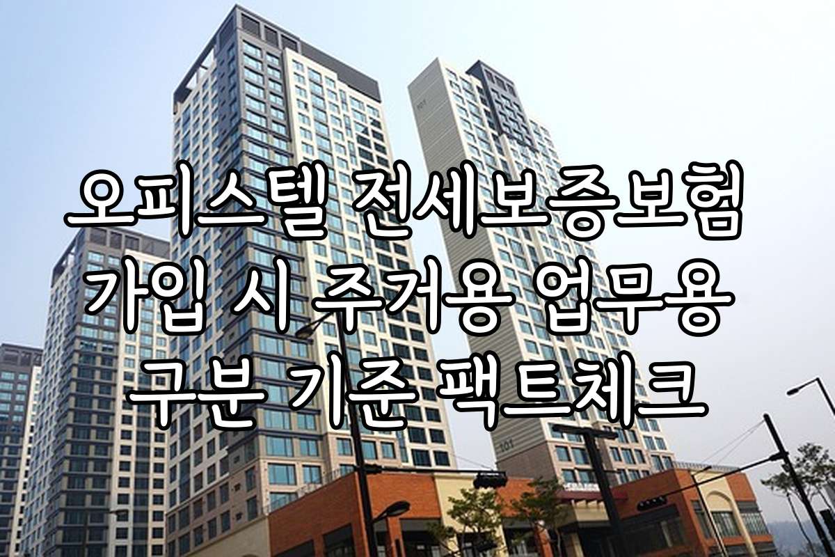 오피스텔 전세보증보험 가입 시 주거용 업무용 구분 기준 팩트체크
