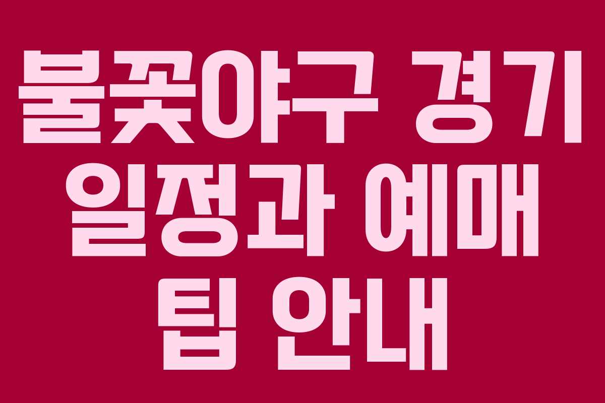 불꽃야구 경기 일정과 예매 팁 안내