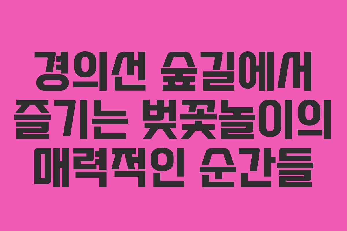 경의선 숲길에서 즐기는 벚꽃놀이의 매력적인 순간들