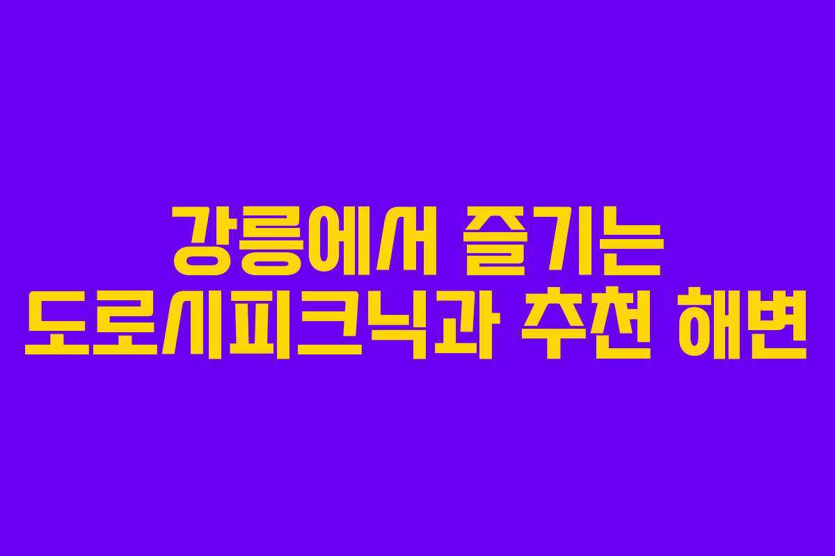 강릉에서 즐기는 도로시피크닉과 추천 해변
