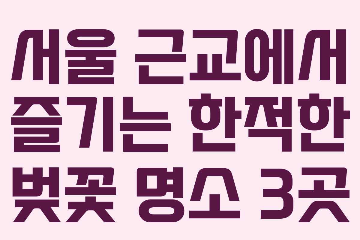 서울 근교에서 즐기는 한적한 벚꽃 명소 3곳