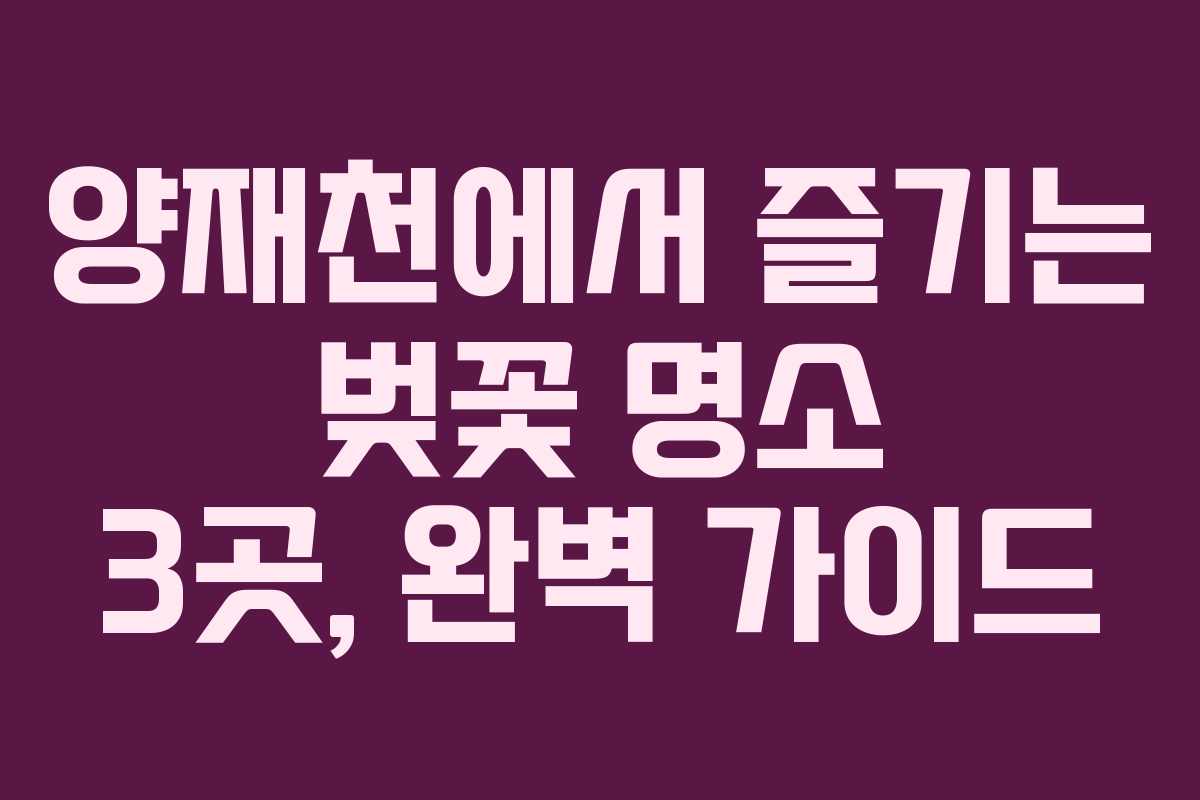 양재천에서 즐기는 벚꽃 명소 3곳, 완벽 가이드