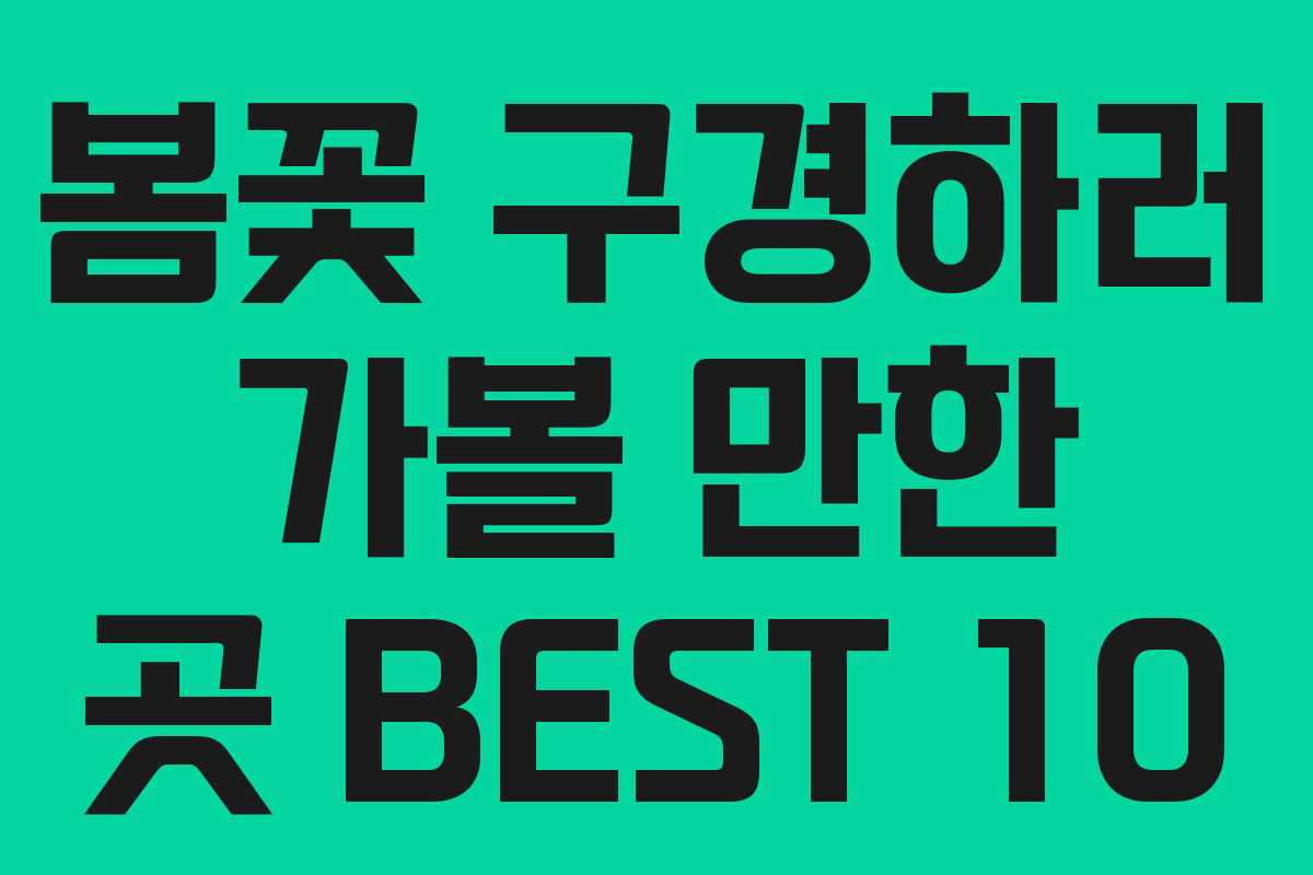 봄꽃 구경하러 가볼 만한 곳 BEST 10