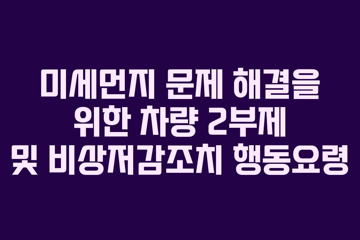 미세먼지 문제 해결을 위한 차량 2부제 및 비상저감조치 행동요령
