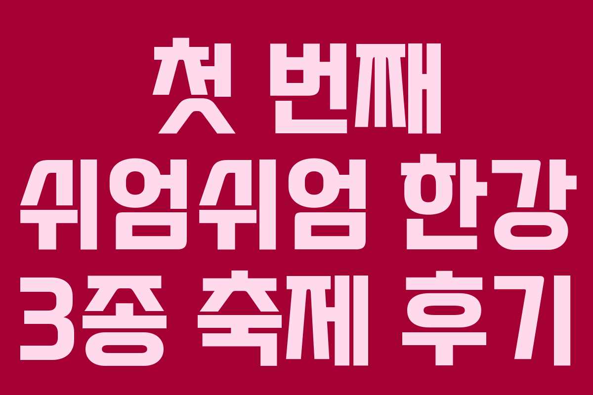 첫 번째 쉬엄쉬엄 한강 3종 축제 후기