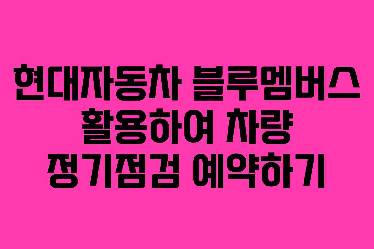 현대자동차 블루멤버스 활용하여 차량 정기점검 예약하기