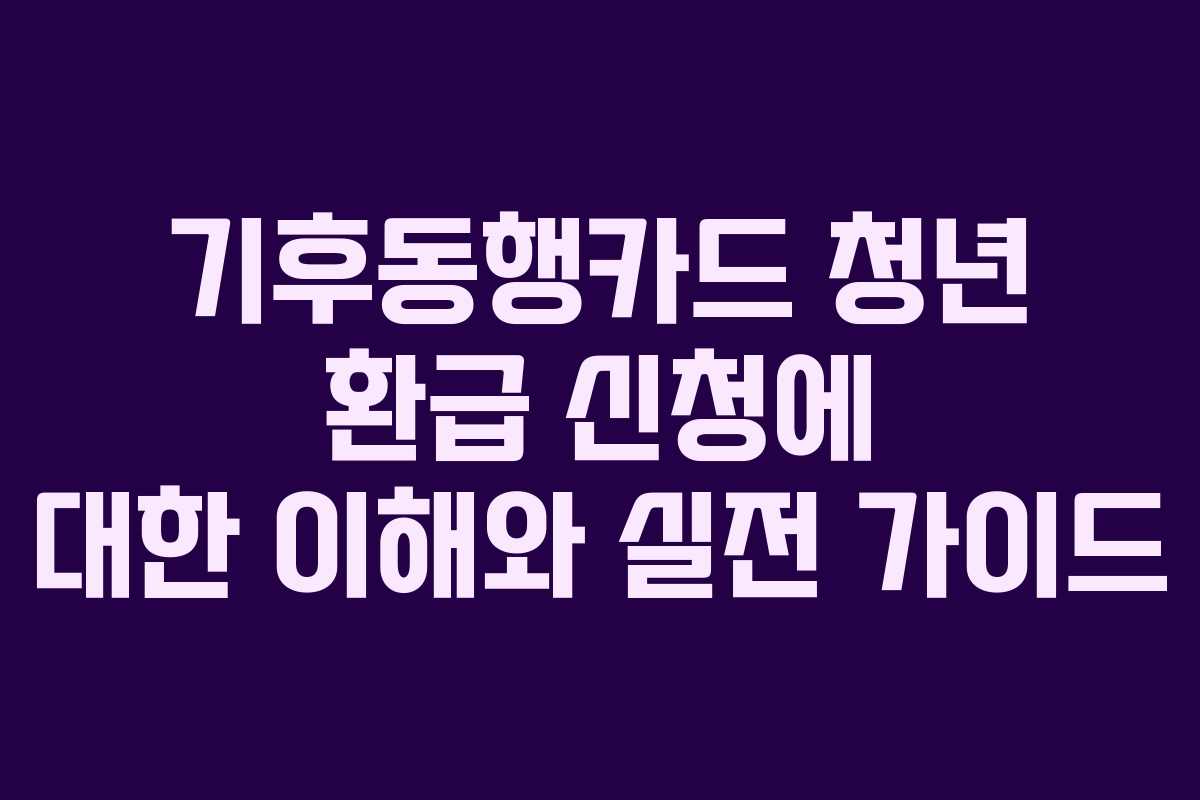 기후동행카드 청년 환급 신청에 대한 이해와 실전 가이드