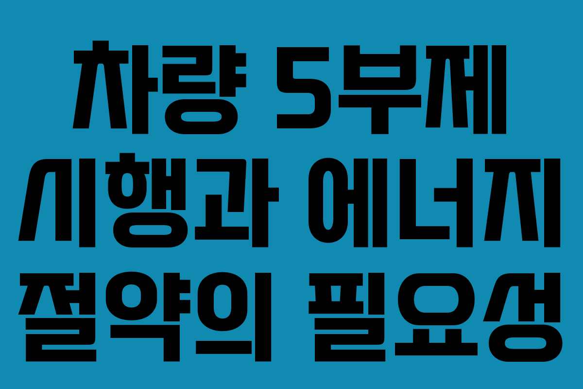 차량 5부제 시행과 에너지 절약의 필요성