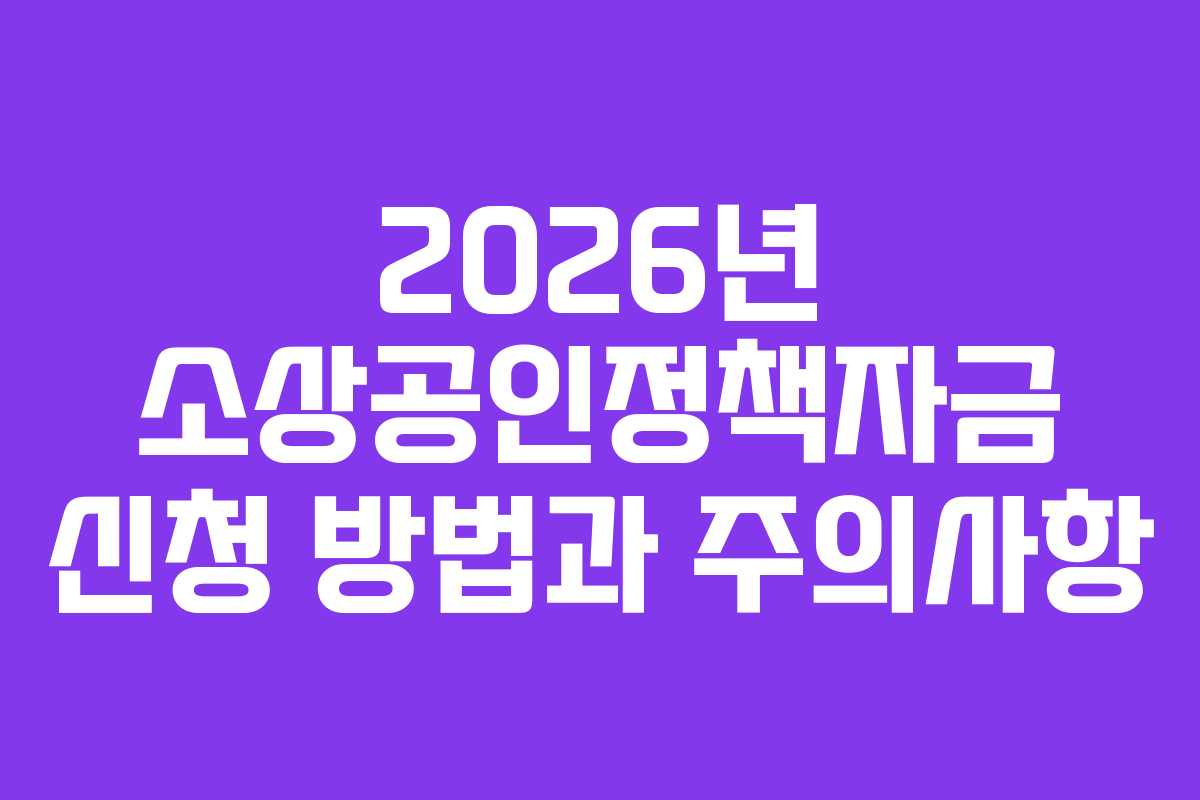 2026년 소상공인정책자금 신청 방법과 주의사항