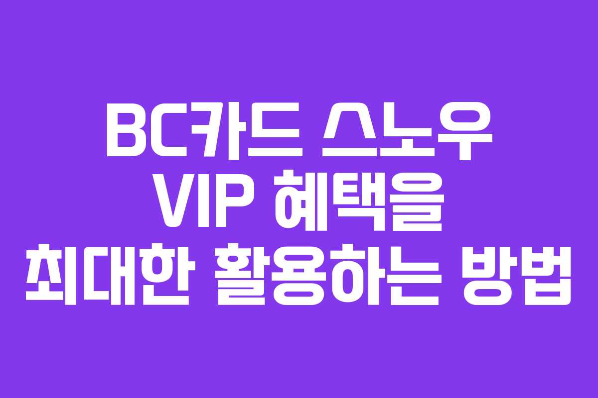 BC카드 스노우 VIP 혜택을 최대한 활용하는 방법