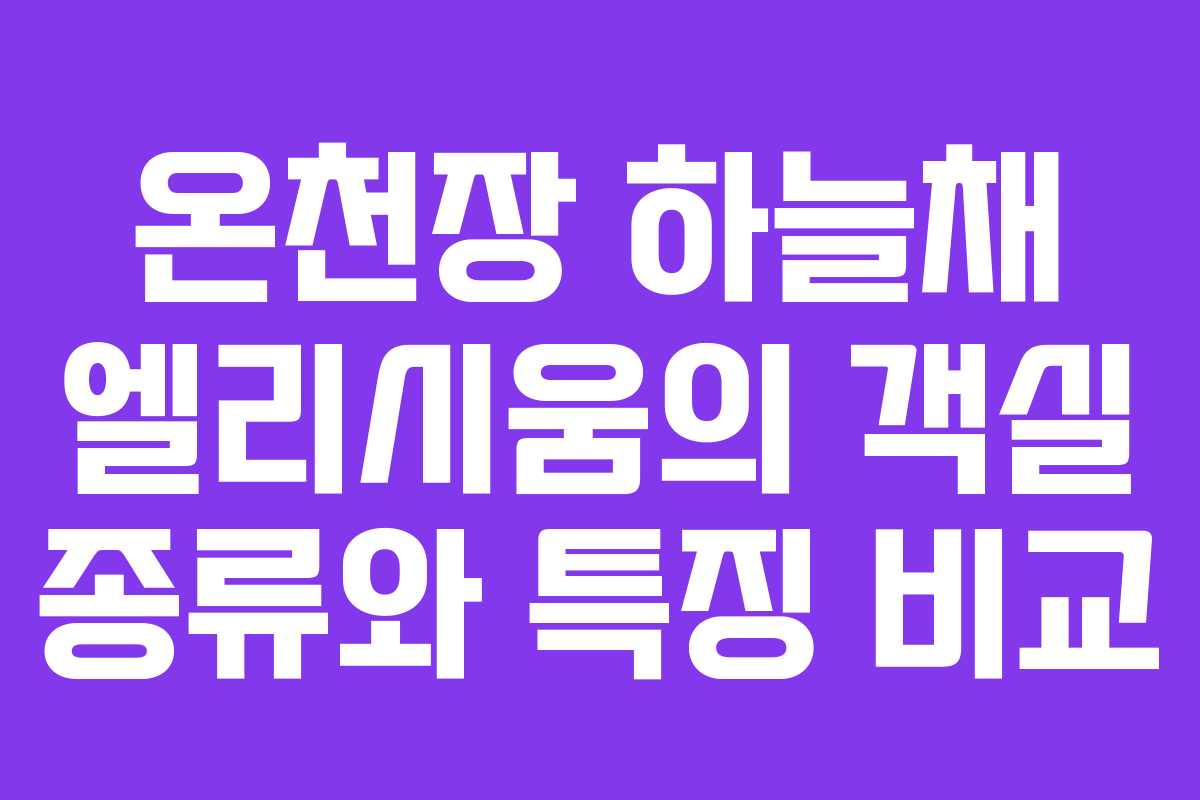 온천장 하늘채 엘리시움의 객실 종류와 특징 비교