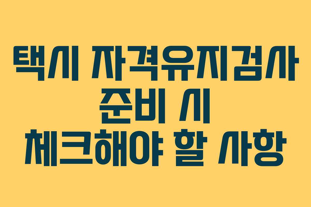 택시 자격유지검사 준비 시 체크해야 할 사항