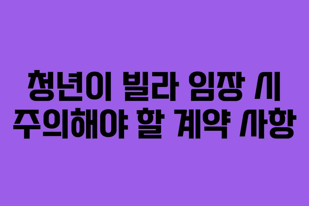 청년이 빌라 임장 시 주의해야 할 계약 사항