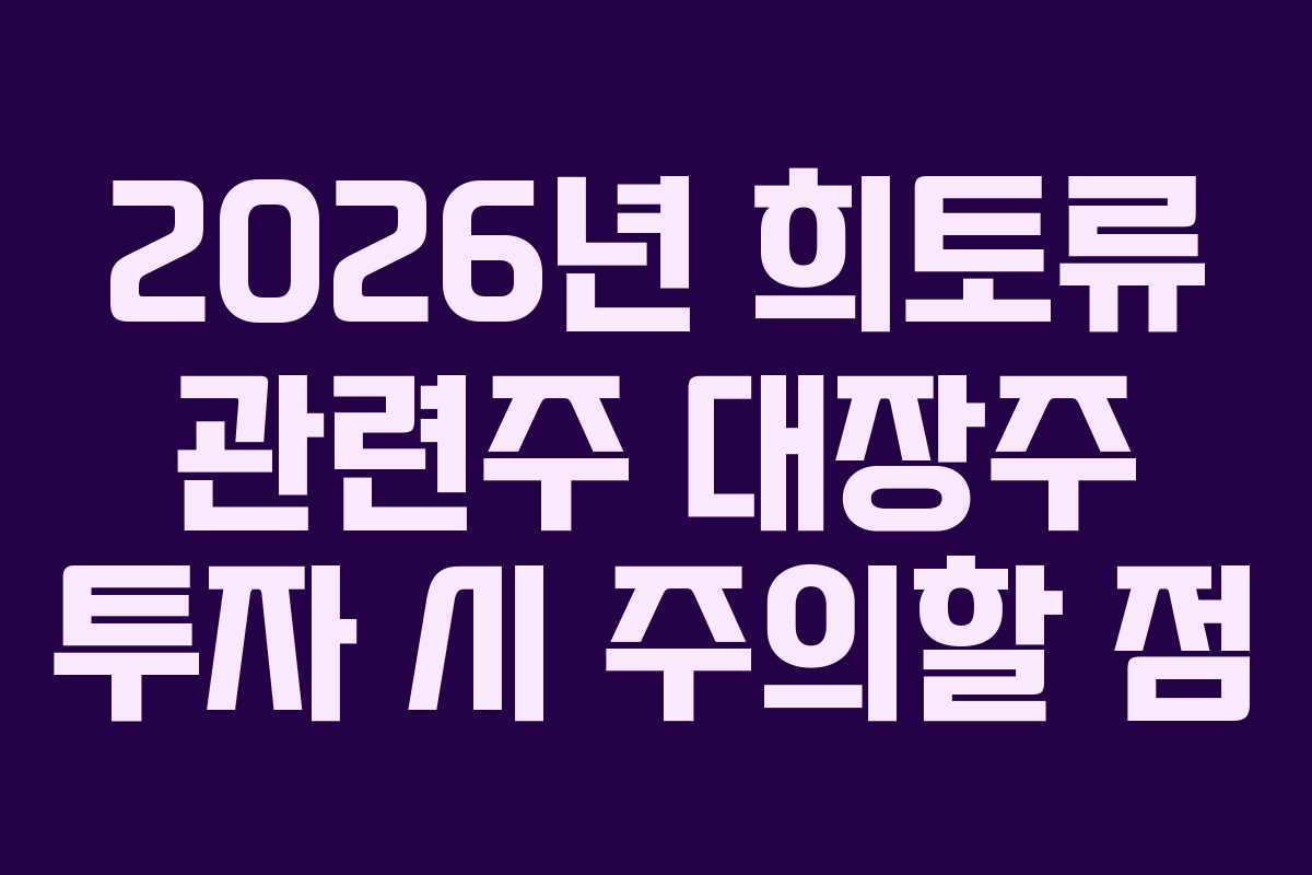 2026년 희토류 관련주 대장주 투자 시 주의할 점