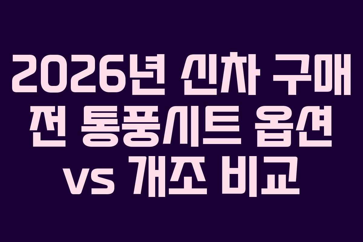 2026년 신차 구매 전 통풍시트 옵션 vs 개조 비교