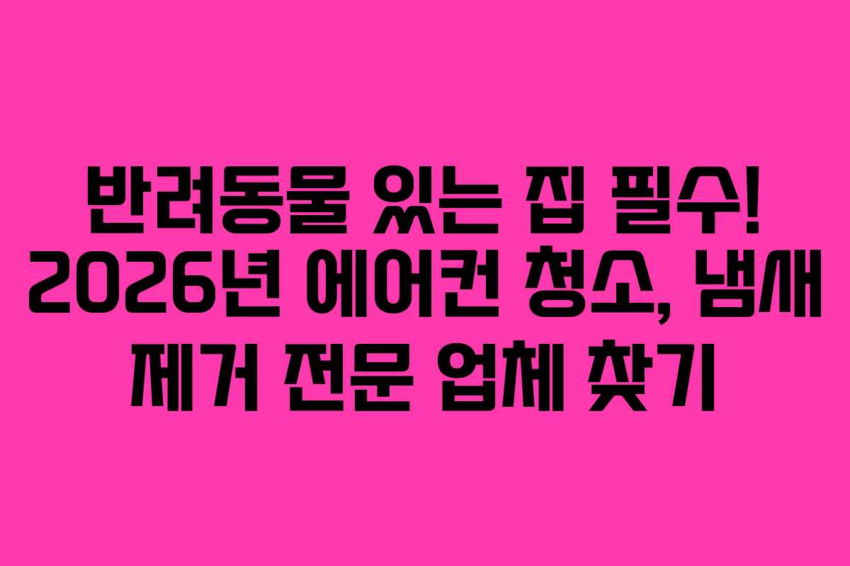 반려동물 있는 집 필수! 2026년 에어컨 청소, 냄새 제거 전문 업체 찾기