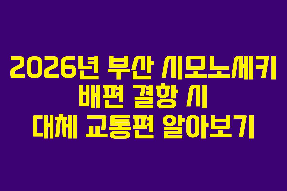 2026년 부산 시모노세키 배편 결항 시 대체 교통편 알아보기