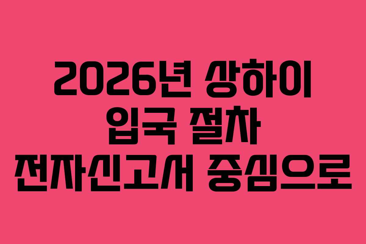 2026년 상하이 입국 절차 전자신고서 중심으로