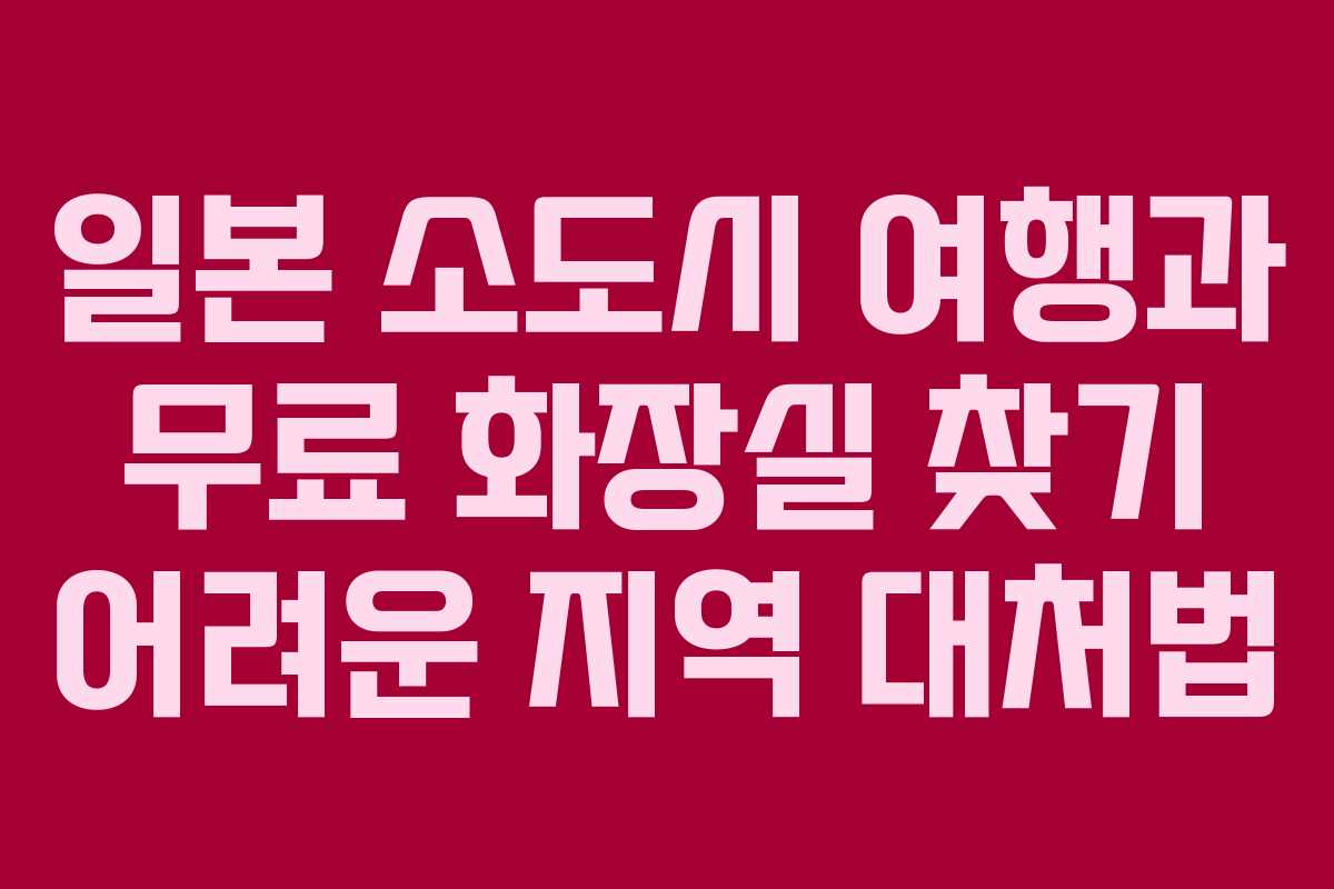 일본 소도시 여행과 무료 화장실 찾기 어려운 지역 대처법