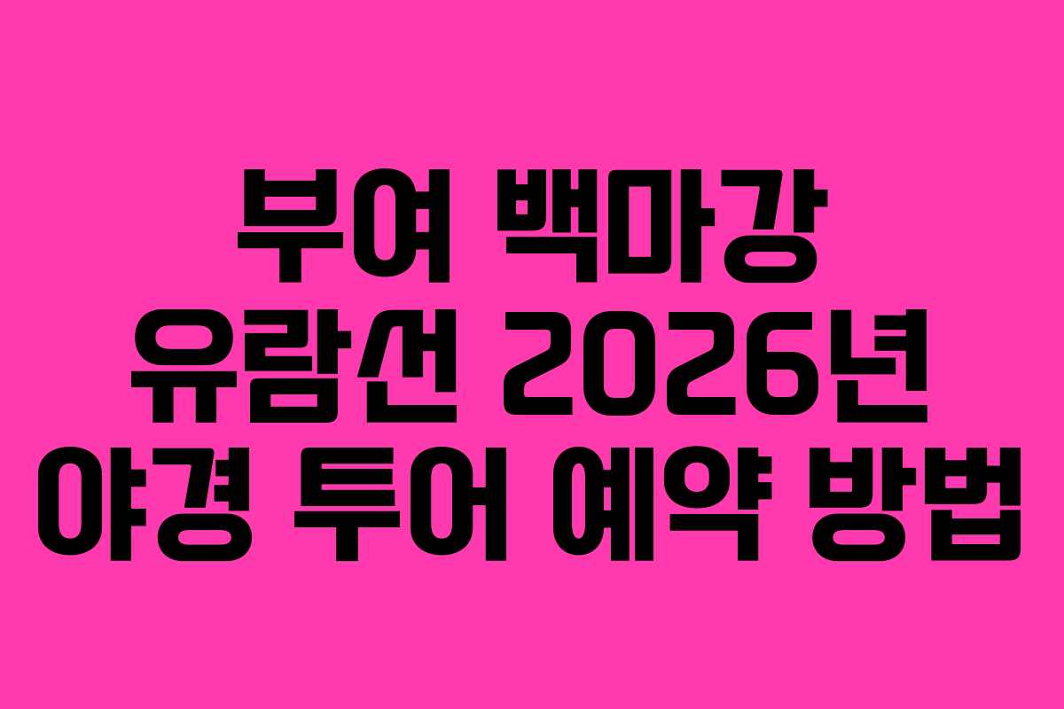 부여 백마강 유람선 2026년 야경 투어 예약 방법