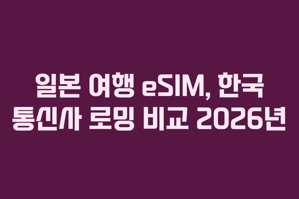 일본 여행 eSIM, 한국 통신사 로밍 비교 2026년