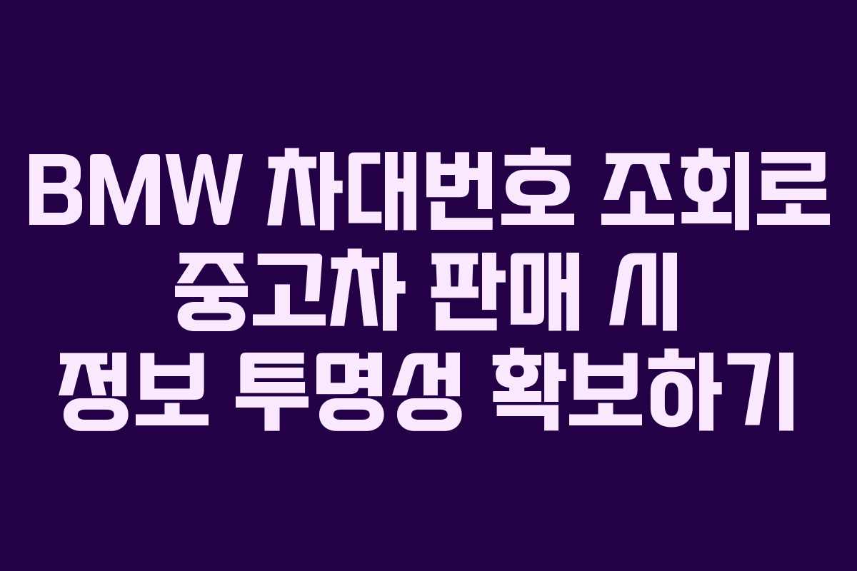 BMW 차대번호 조회로 중고차 판매 시 정보 투명성 확보하기