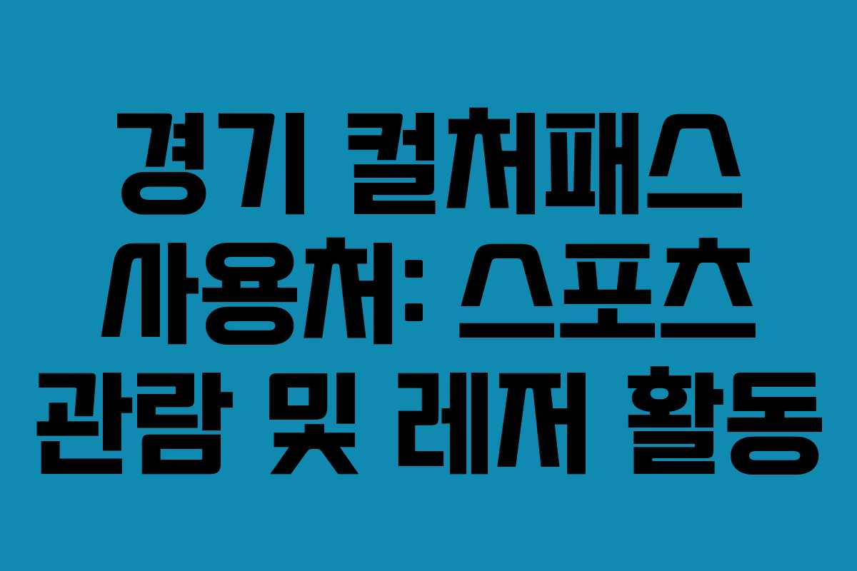 경기 컬처패스 사용처: 스포츠 관람 및 레저 활동