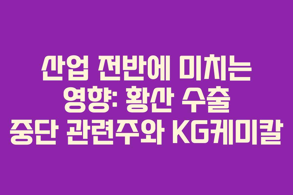 산업 전반에 미치는 영향: 황산 수출 중단 관련주와 KG케미칼