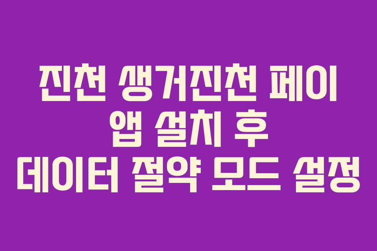 진천 생거진천 페이 앱 설치 후 데이터 절약 모드 설정