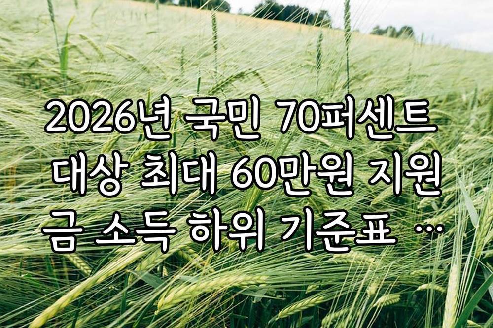 2026년 국민 70퍼센트 대상 최대 60만원 지원금 소득 하위 기준표 확인