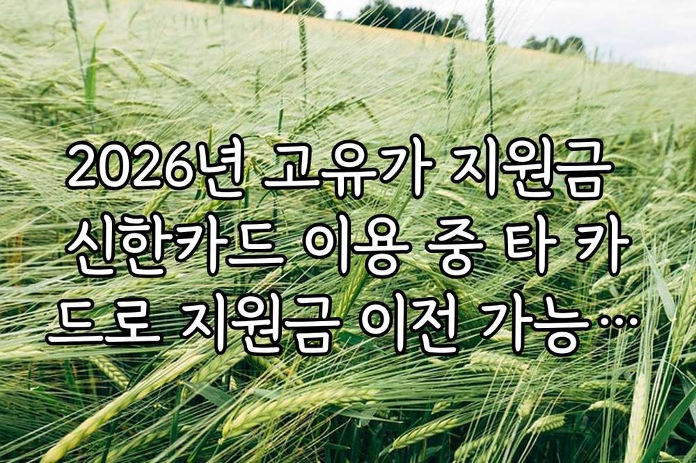 2026년 고유가 지원금 신한카드 이용 중 타 카드로 지원금 이전 가능 여부