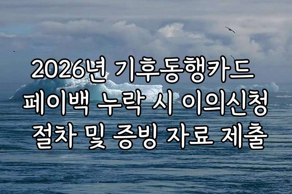 2026년 기후동행카드 페이백 누락 시 이의신청 절차 및 증빙 자료 제출