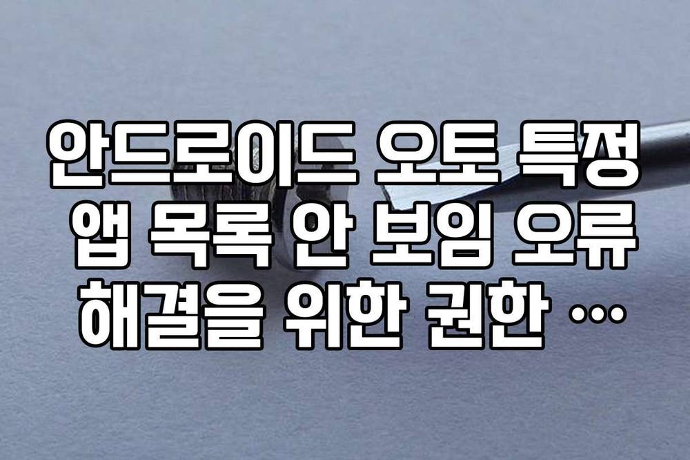 안드로이드 오토 특정 앱 목록 안 보임 오류 해결을 위한 권한 설정