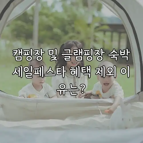 캠핑장 및 글램핑장 숙박세일페스타 혜택 제외 이유는?