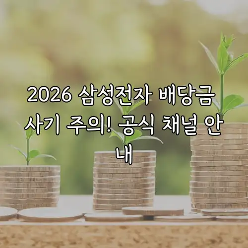 2026 삼성전자 배당금 사기 주의! 공식 채널 안내