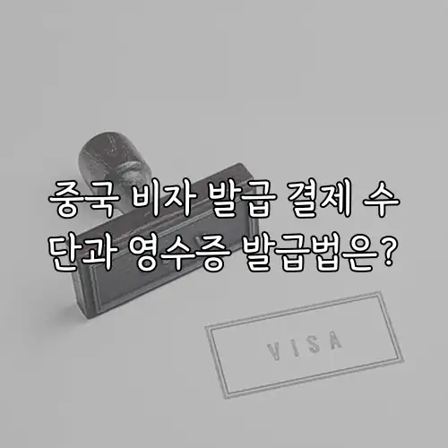 중국 비자 발급 결제 수단과 영수증 발급법은?