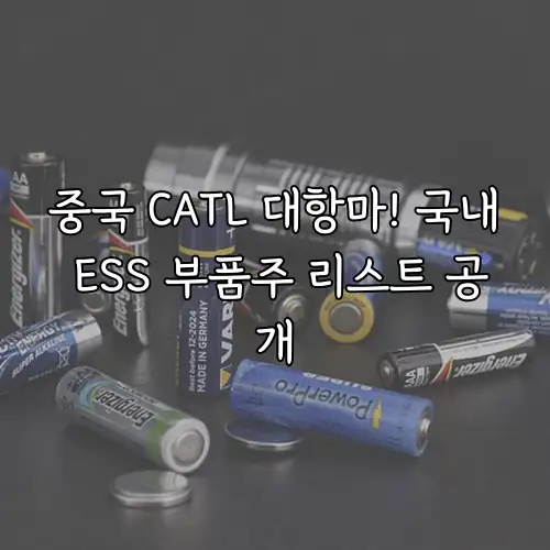 중국 CATL 대항마! 국내 ESS 부품주 리스트 공개